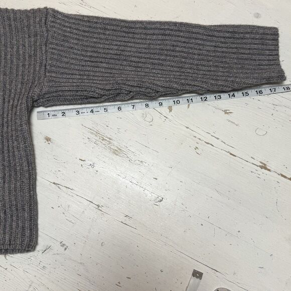 Dee Elly Sweater S Chunky Heavy Knit Ribbed Structured Pullover Cropped Gray - Picture 8 of 11